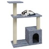 vidaXL Cat Tree Light gray Engineered wood, plush, sisal Medium Cat Tree - 3 of 4