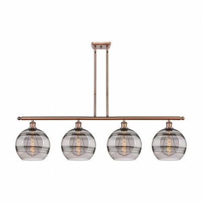 Rochester - 4 Light Stem Hung Island In Industrial Style-12.13 Inches Tall and 48.25 Inches Wide