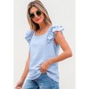 Amaryllis Women’s Ruffle Sleeve Back Bow Textured Woven Top Square Neckline Feminine Fit Soft Lightweight Blouse - 4 of 4