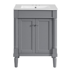 Dronkon Bathroom Vanity with Integrated Sink, 2-Tier Modern Storage Cabinet with Large Shelves - 1 of 4