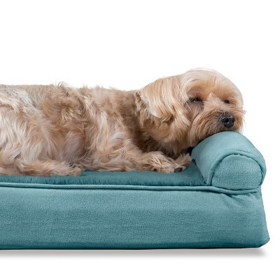 Medium Deep Pool Plush and Suede Orthopedic Sofa Dog Bed