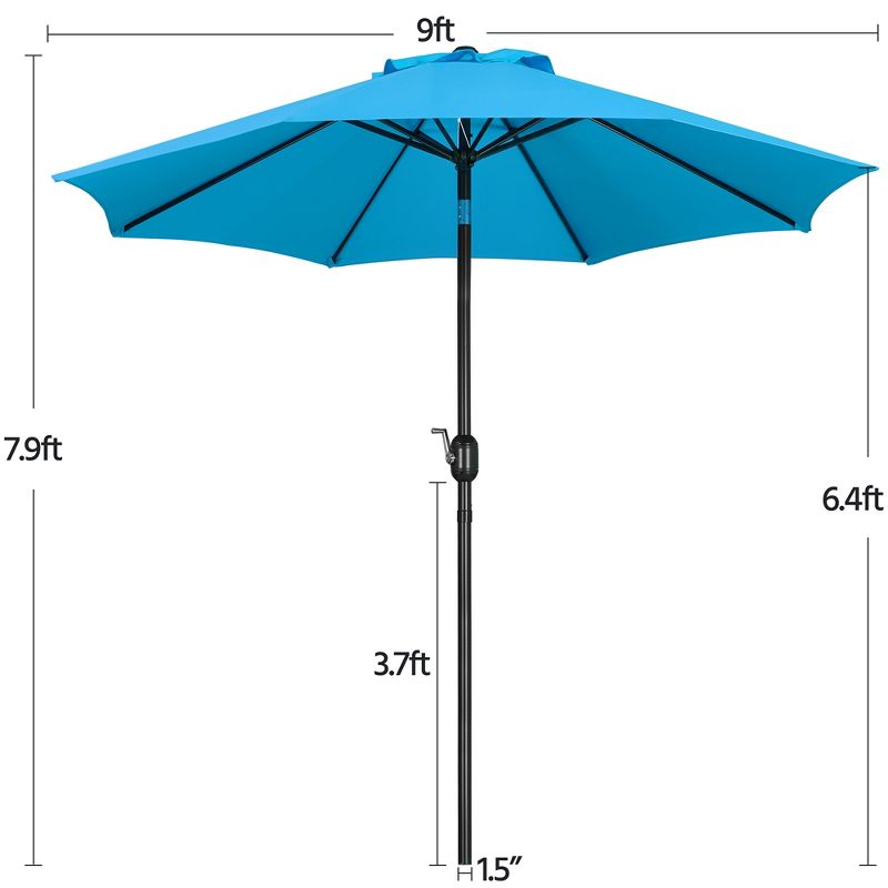 Yaheetech 9FT Outdoor Patio Umbrella with Crank and Push Button to Tilt, 3 of 11