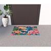 HomeRoots 18" X 30" Blue and Pink Coir Floral Outdoor Door Mat - 2 of 4