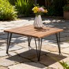 Outdoor Teak Coffee Table with Slatted Top and Metal Legs, Modern Patio Accent Table for Backyard, Deck or Porch - 2 of 4