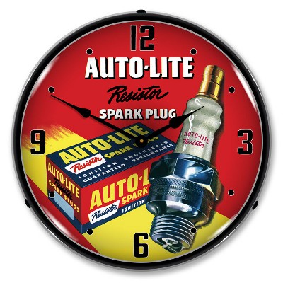 Collectable Sign & Clock | Autolite Resistor Spark Plugs LED Wall Clock Retro/Vintage, Lighted