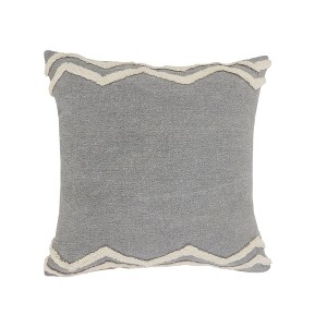 HomeRoots 20" X 20" Light Gray Micro Chip Gray And White 100% Cotton Chevron Zippered Pillow - 1 of 4