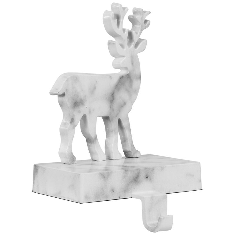 Northlight 7.5" White and Black Marbled Standing Deer Christmas Stocking Holder, 4 of 6
