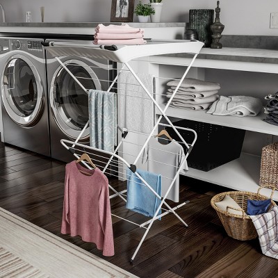 Clothes Drying Rack - 2 Tiered Laundry Sorter with Rust Resistant Metal Frame and Nylon Mesh Top for Folding and Hanging Garments by Hastings Home