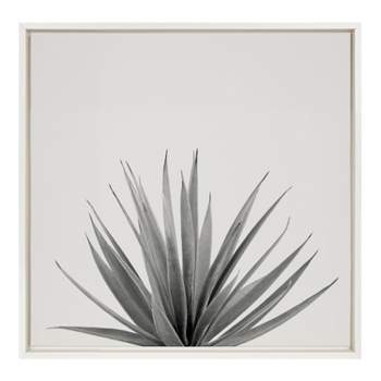 22" x 22" Sylvie Haze Agave Succulent Framed Wall Canvas White - Kate & Laurel All Things Decor