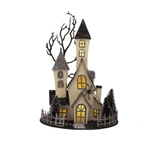 SEVOBAL Party Decorations and Accessories Cardboard Haunted House Whimsical Design for Halloween Tabletop Decor, Beige Black, 7"*8.3"*13.5" - 1 of 4