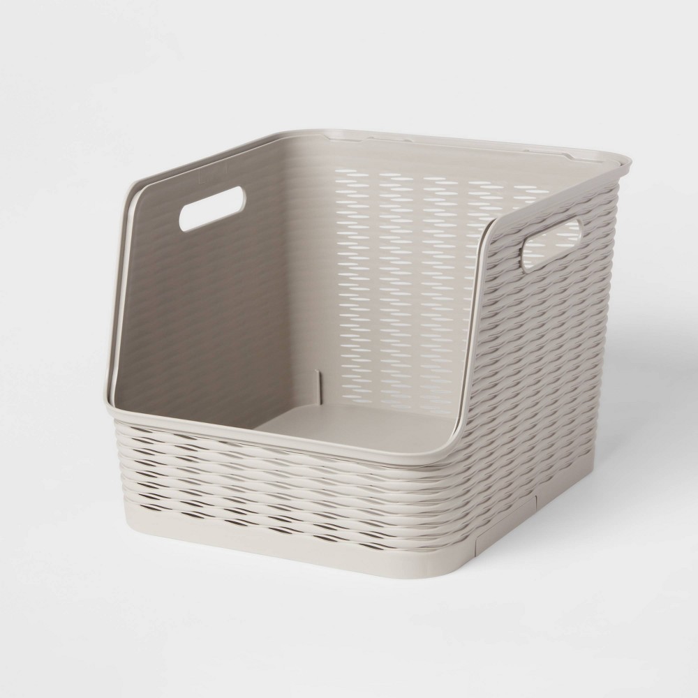 Wave Open Front Bin Gray - Brightroom™: Stackable Storage,13" Cube System Compatible