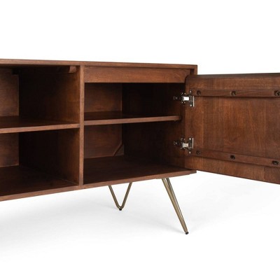 Moreno 60" Umber Brown Mango Wood TV Stand with Cabinets
