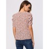 INSPIRE CHIC Women's Floral Sweetheart Neck Short Sleeve Summer Blouse - 4 of 4