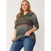 Agnes Orinda Women's Plus Size Comfy Knit 3/4 Sleeve V Neck Stripe Boho Casual Blouse - 2 of 4