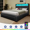 Greenstell Bed Frame with Upholstered  Storage Headboard & Charging Station and  LED Light & Storage Drawers - 3 of 4