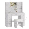 Vanity Desk with Mirror & Lights,Outlet,Hair Dryer Rack,with 7 Drawers & 6 Storage Shelves,3 Color Modes,for Bedroom Dressing Room-Imitation marble - 2 of 4