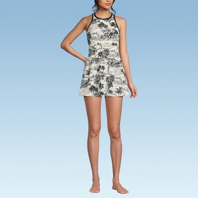 Lands' End Women's Chlorine Resistant Tugless High Neck Swim Dress One Piece Swimsuit