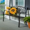Evergreen Blooming Garden Metal Bench, Black - 2 of 4