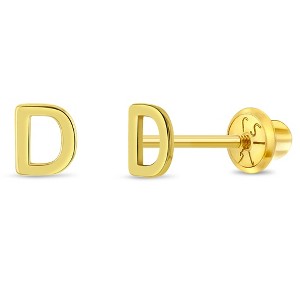 Girls' Itsy Bitsy Initial Letter Screw Back 14k Gold Earrings - In Season Jewelry - 1 of 4