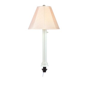 Patio Living Concepts Umbrella Table Lamp 20771 with 2 white tube body and antique beige linen Sunbrella shade fabric - 1 of 4