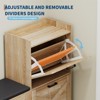 Farmhouse Shoe Cabinet, Wooden Entryway Bench with 4 Flip Drawers, Narrow Hidden Shoe Organizer, Freestanding Shoe Rack for Hallway Foyer - 4 of 4