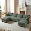 VYNXARIA 113.5 inch Modular Sectiona Corduroy Sofa,U Shaped Sectional Couch with Storage Ottoman,6 Seats Convertible Sectionals with Chaise,Green - 2 of 4