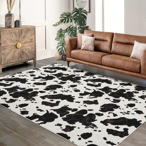 Western Room Decor Carpet,Milk Cow Print Washable Decorative Rug for Living Room - 1 of 4