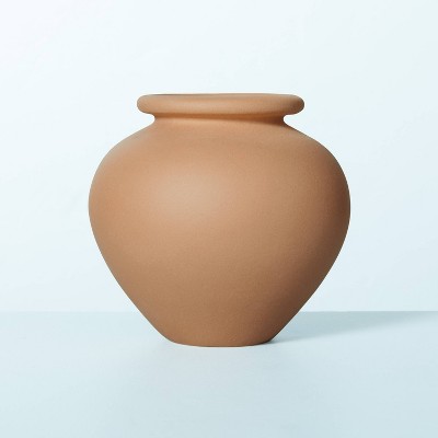4" Round Tapered Ceramic Bud Vase with Lip Medium Brown - Hearth & Hand™ with Magnolia