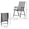 Set of 2 Patio Folding Chairs, Stackable Outdoor Sling Patio Dining Chairs with Armrests for Lawn, Camping, Dining, Beach, Metal Frame,Gray - 3 of 4
