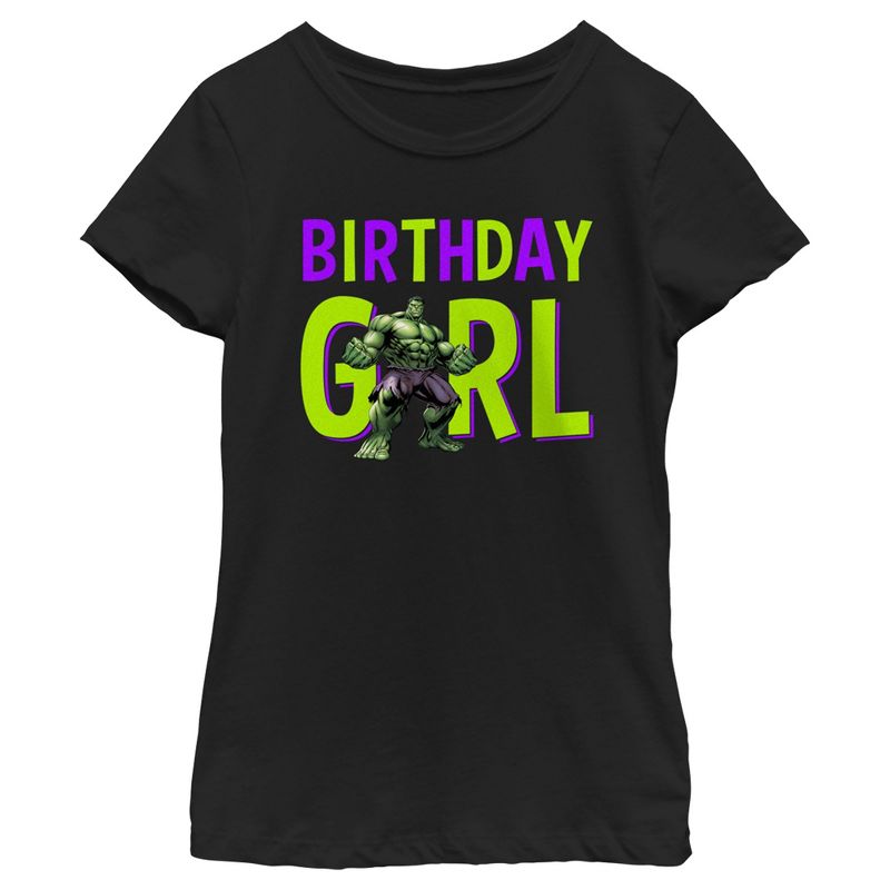 Girl's Marvel Birthday Girl Hulk T-Shirt, 1 of 5