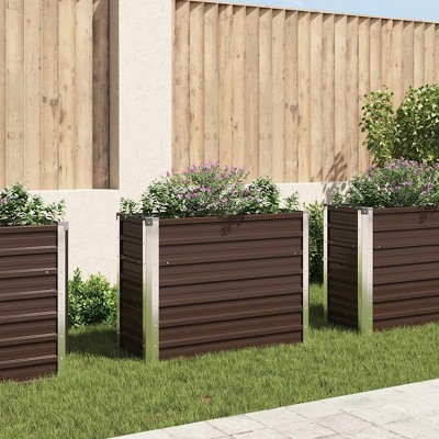 vidaXL Raised Garden Bed Brown Galvanized steel Large Durable