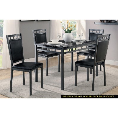 NicBex 48" Dining Table Set for 4 Faux Mable Top Dining Table with 4 Faux Leather Upholstered Side Chairs for Kitchen