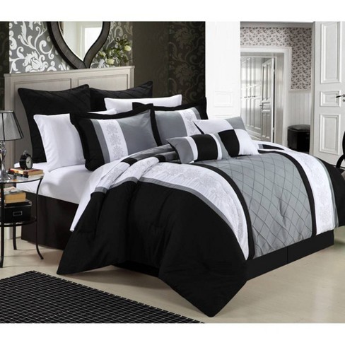 Chic Home Design 8pc Queen Arlington Comforter Bedding Set Black : Target