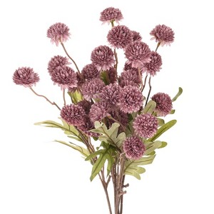 Unique Bargains 5-Heads Artificial Chrysanthemum Ball Flowers Silk Bouquets Real Touch 20 Inch - 1 of 4