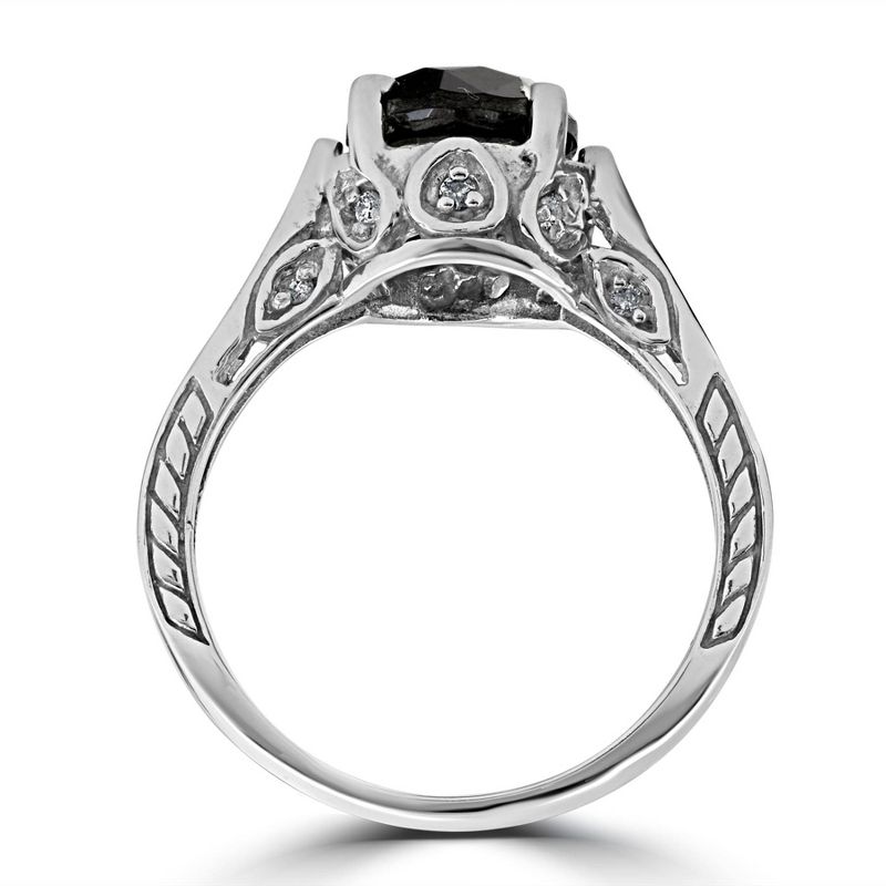 Pompeii3 2 1/3ct Black & White Vintage Diamond Engagement Ring 14K White Gold, 3 of 6