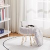 KTMBDW Storage Ottoman Round Furry Vanity Stool Marble Grain Tray Coffee Table Compact Footrest Stool with 4 Metal Legs for Living Room Bedroom - 2 of 4