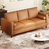 86" Leather Sofa, Mid-Century Modern Couch, Faux Leather Couch with Deep Seats, 3-Seat Sofa for Living Room, Office - 3 of 4