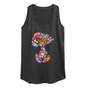 Women's Peanuts Snoopy Silhouette Pattern Graphic Racerback Tank - Heather Charcoal - X-Large - 1 of 4