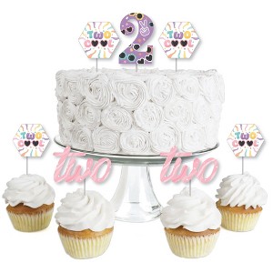 Big Dot of Happiness Two Cool - Girl - Dessert Cupcake Toppers - Pastel 2nd Birthday Party Clear Treat Picks - Set of 24 - 1 of 4