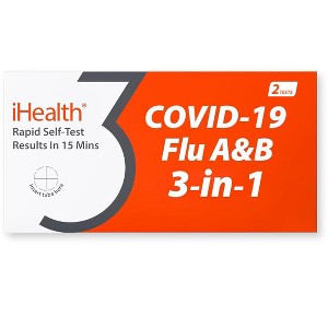 iHealth COVID-19, Flu A&B 3-in-1 Antigen Rapid Test, Results in 15 Minutes, 1 Pack of 2 Tests - 1 of 4