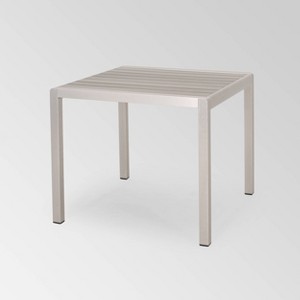 Cape Coral Square Aluminum Dining Table - Silver - Christopher Knight Home: Weather-Resistant, HDPE Top, Seats 4 - 1 of 4
