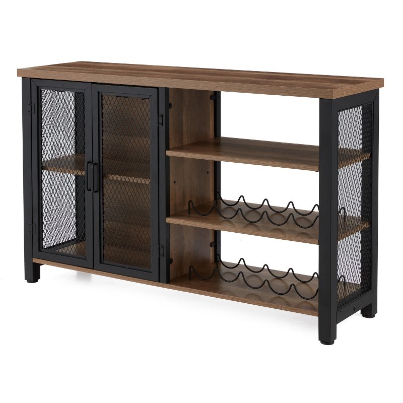 Jomeed Modern Industrial Farmhouse Metal Frame Wooden Buffet Coffee Entertainment Cabinet with Removable Liquor Bottle and Stemware Racks, 1 of 6