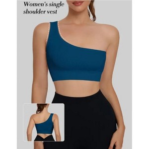 Women's Single Shoulder Strap Sports Vest Breathable and Seamless Tank Top for Yoga Running Fitness Pilates Exercise - 1 of 1