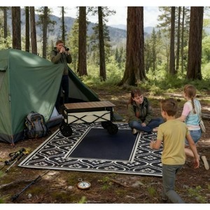 Airsurfer 8'x10' Black and White Outdoor Rug Durable Camping Outdoor Rug Picnic Mat for Camping and Outdoor Activities - 1 of 4