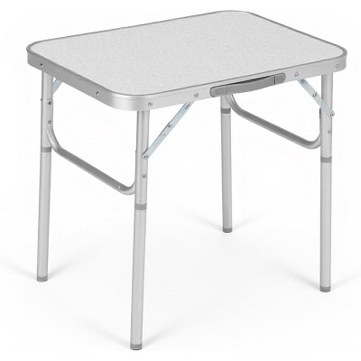Small Folding Table,Adjustable Height Aluminum Frame Foldable Camping Table with Carrying Handle