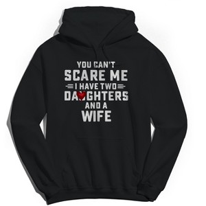 Rerun Island Men's You Cant Scare Me Long Sleeve Graphic Cotton Sweatshirt Hoodie - Black L - 1 of 3