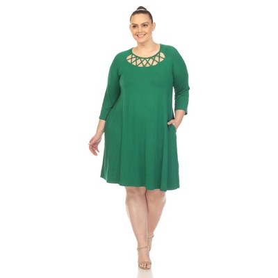 Plus Size Criss Cross Neckline Swing Dress