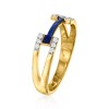 Ross-Simons 0.10 ct. t.w. Diamond and Blue Enamel Ring in 18kt Gold Over Sterling - 3 of 4
