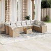 vidaXL Garden Sofa Set Beige PE rattan 11 Pieces Removable Covers - 2 of 4