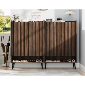 Large Shoe Cabinet with 2 Doors, 6-Tier Entryway Shoe Storage Cabinet with Adjustable Shelves, Freestanding Shoes Rack Organizer - 1 of 4